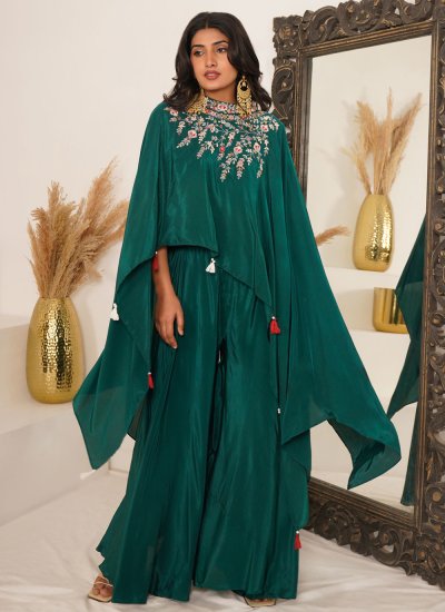 Viscose Green Palazzo Salwar Kameez