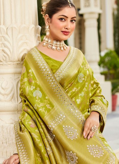 
                            Viscose Meenakari Classic Saree in Green Colour