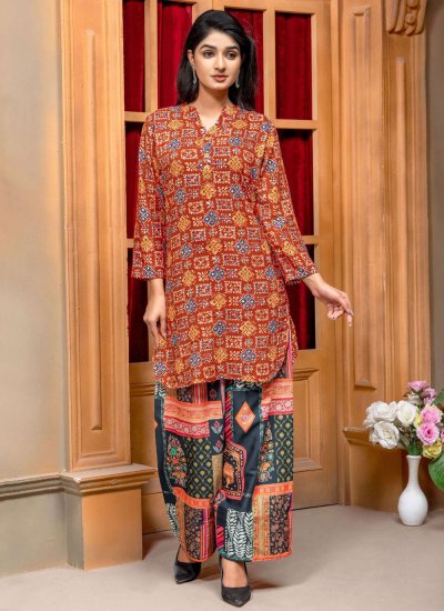 Viscose Printed Rust Designer Kurti