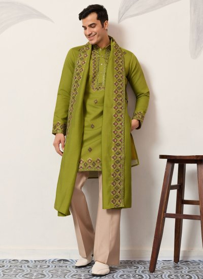 Viscose Sequins Green Kurta