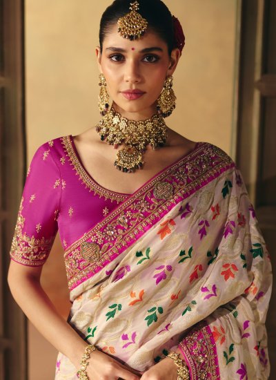 
                            Vivid Pure Georgette Zardosi Work Saree
