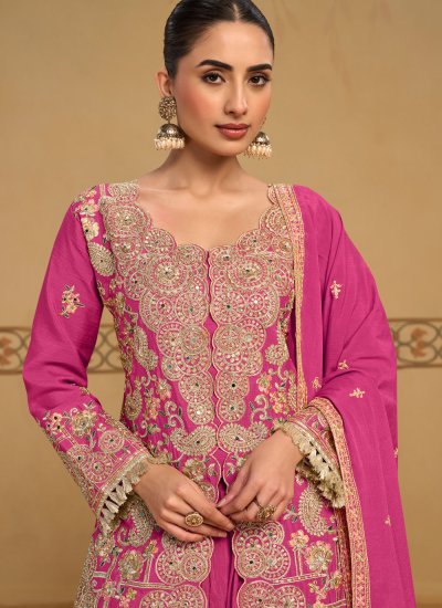 
                            Voguish Sequins Pink Readymade Salwar Kameez 