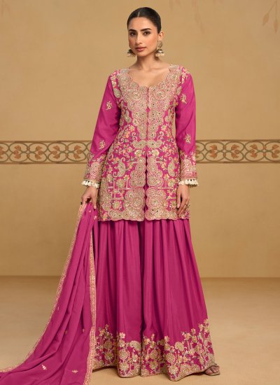 Voguish Sequins Pink Readymade Salwar Kameez 