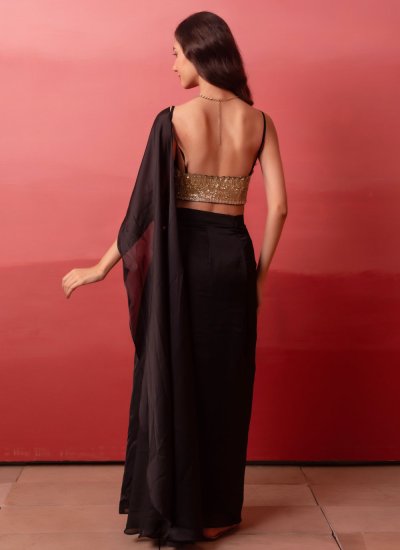 
                            Whimsical Satin Black Saree