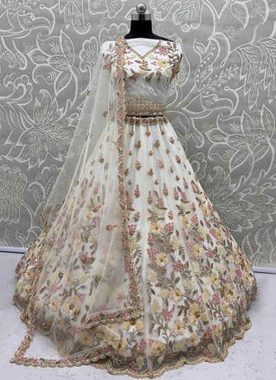 White Net Zari Lehenga Choli