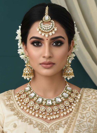 White Sangeet Necklace Set