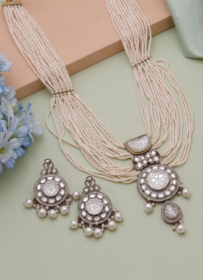 
                            White Stone Work Sangeet Necklace Set