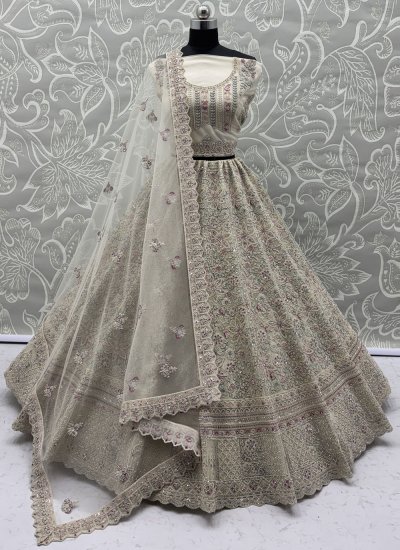 White Wedding Net Designer Lehenga Choli
