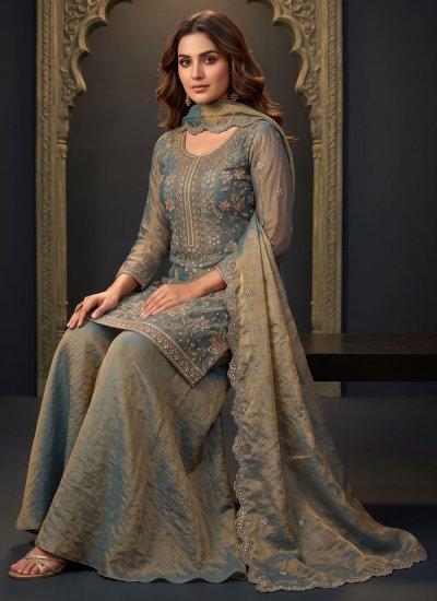 
                            Winsome Aqua Blue Moss Salwar Kameez