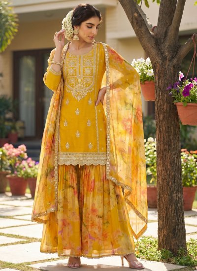 Yellow Color Palazzo Salwar Kameez