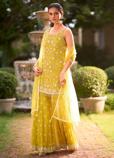 
                            Yellow Georgette Festival Palazzo Salwar Suit