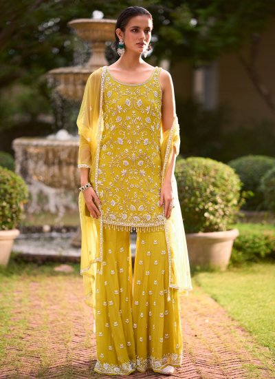 Yellow Georgette Festival Palazzo Salwar Suit