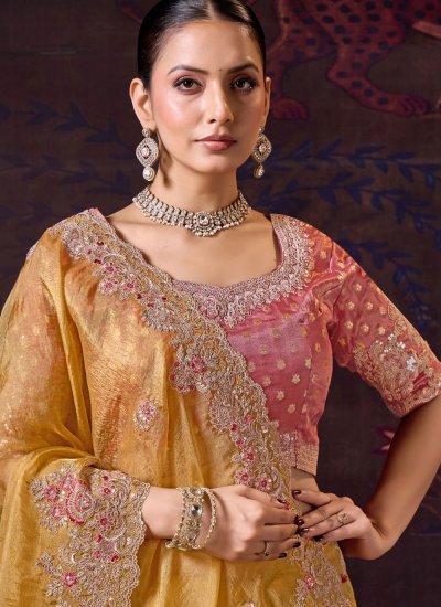 
                            Yellow Tissue Saree