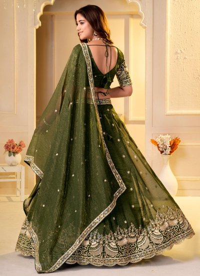 
                            Zari Crunchy Trendy Lehenga Choli in Green Colour