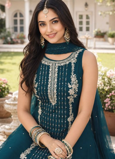 
                            Zesty Teal Ceremonial Pant Style Suit